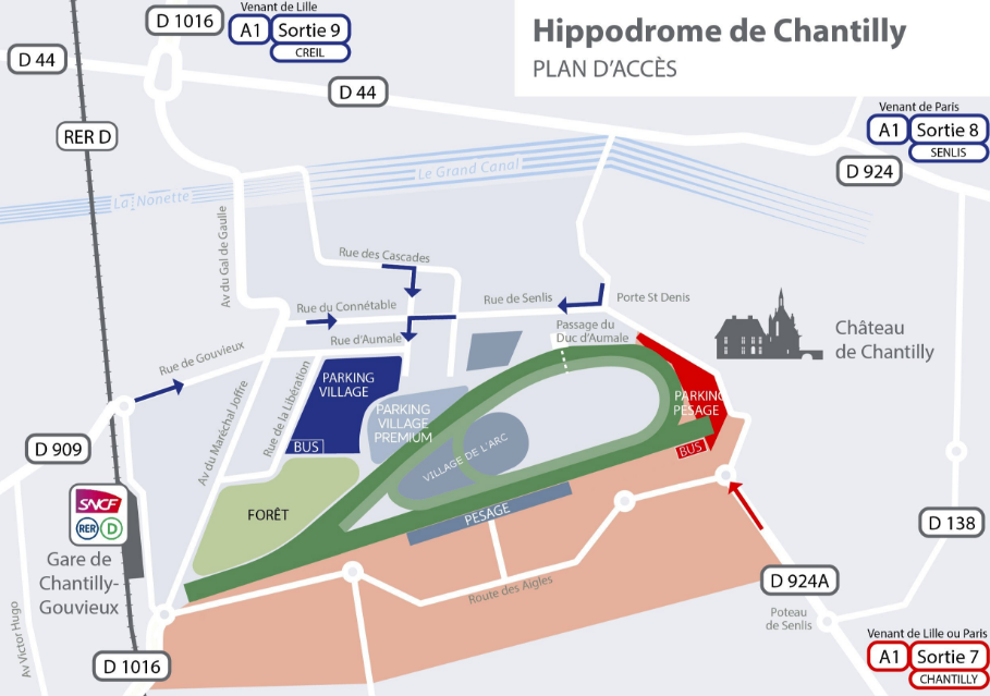 Plan d'accès Hippodrome de Chantilly